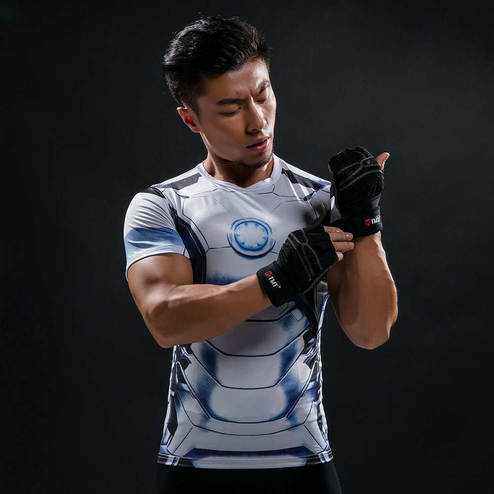 Tony Stark Sports White Compression Shirt For Men