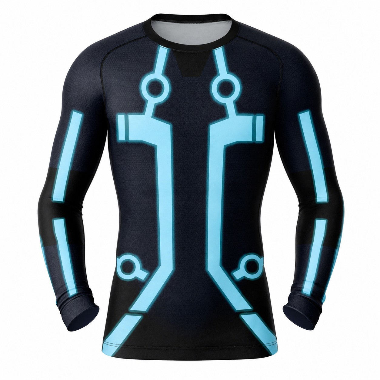 Tron Legacy Uniform Blue Green Long Sleeve Compression Shirt