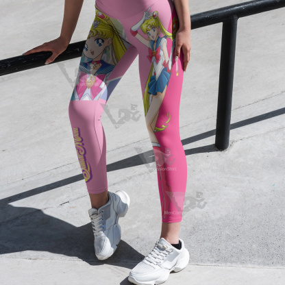 Tsukino Usagi Sailor Moon Pink Women Leggings-MensCompressionShirt