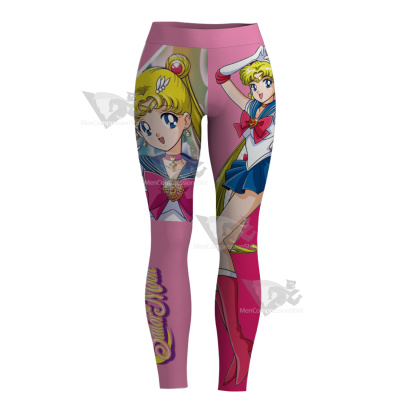 Tsukino Usagi Sailor Moon Pink Women Leggings-MensCompressionShirt