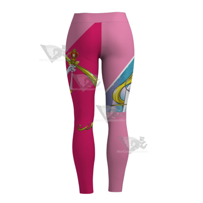 Tsukino Usagi Sailor Moon Pink Women Leggings-MensCompressionShirt