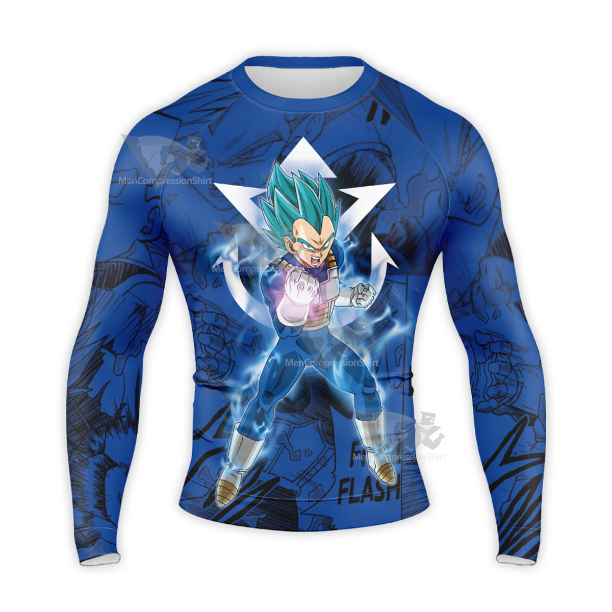 Vegeta Blue Dragon Ball Blue Lightning Long Sleeve Compression Shirt