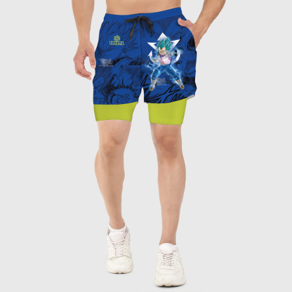 Vegeta Blue Dragon Ball Blue Lightning Men Compression Gym Short-MensCompressionShirt