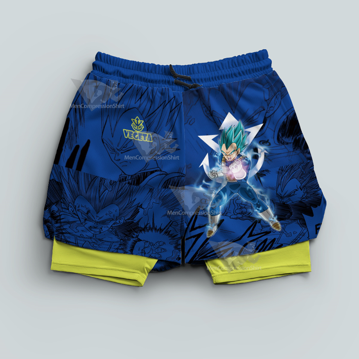 Vegeta Blue Dragon Ball Blue Lightning Men Compression Gym Short-MensCompressionShirt