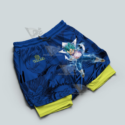 Vegeta Blue Dragon Ball Blue Lightning Men Compression Gym Short-MensCompressionShirt