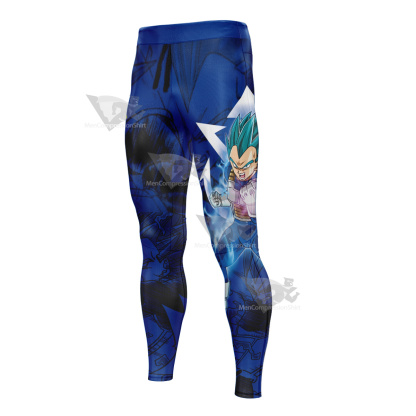 Vegeta Blue Dragon Ball Blue Lightning Men Compression Legging-MensCompressionShirt