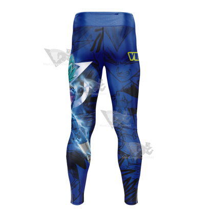 Vegeta Blue Dragon Ball Blue Lightning Men Compression Legging-MensCompressionShirt