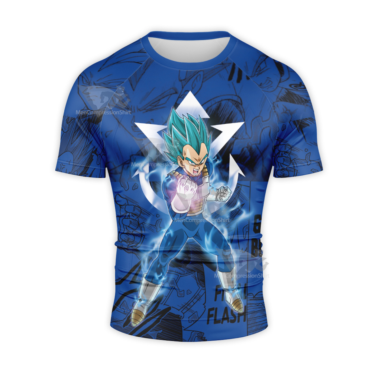 Vegeta Blue Dragon Ball Blue Lightning Short Sleeve Compression Shirt