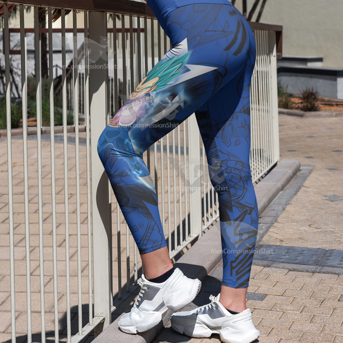 Vegeta Blue Dragon Ball Blue Lightning Women Compression Legging-MensCompressionShirt