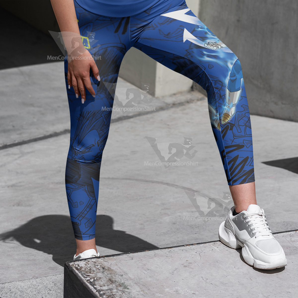 Vegeta Blue Dragon Ball Blue Lightning Women Compression Legging-MensCompressionShirt