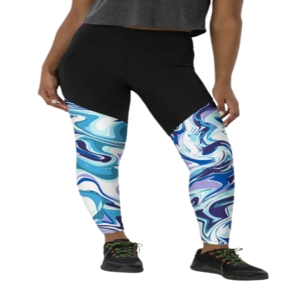 Vibrant Blue Marble Women Compression Legging