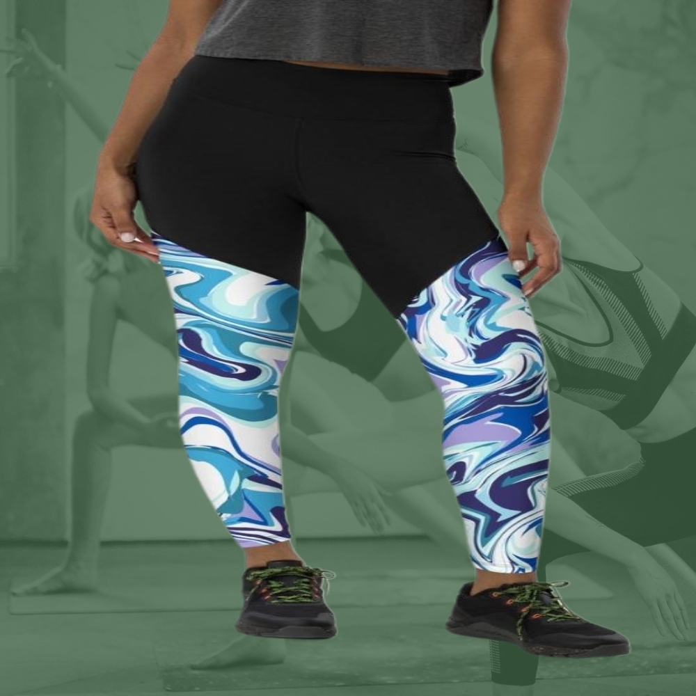 Vibrant Blue Marble Women Compression Legging