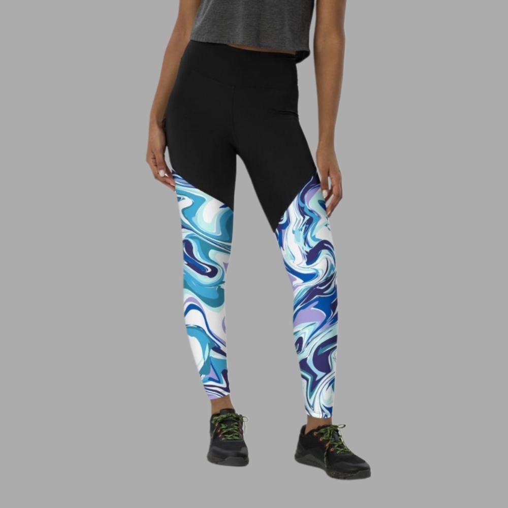 Vibrant Blue Marble Women Compression Legging