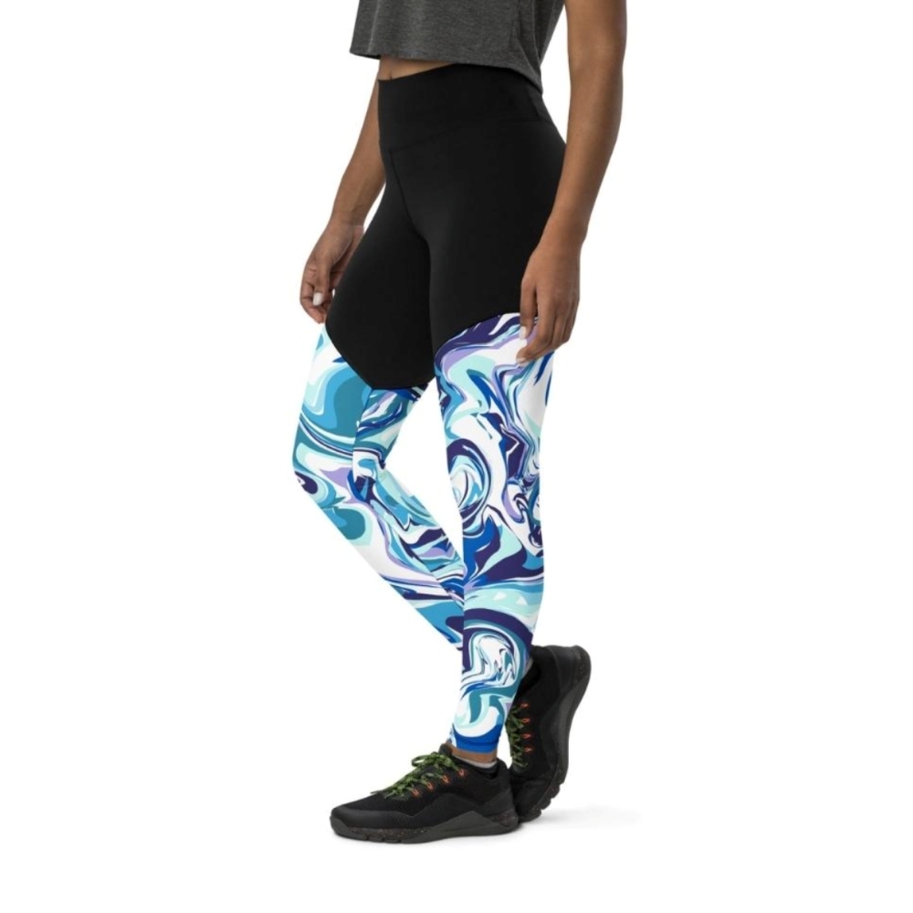 Vibrant Blue Marble Women Compression Legging