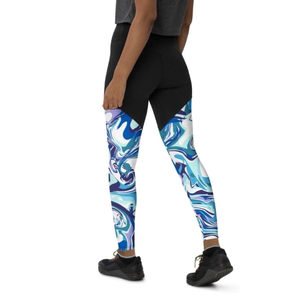 Vibrant Blue Marble Women Compression Legging