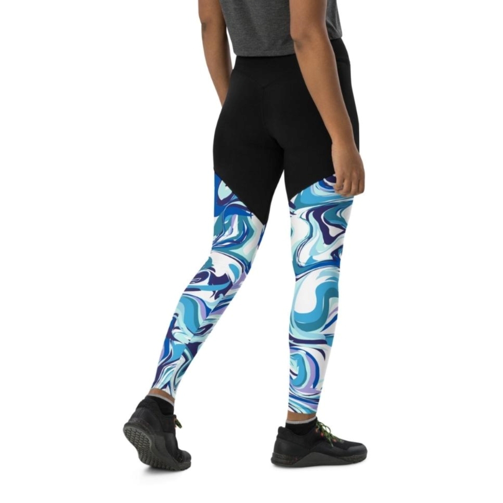 Vibrant Blue Marble Women Compression Legging