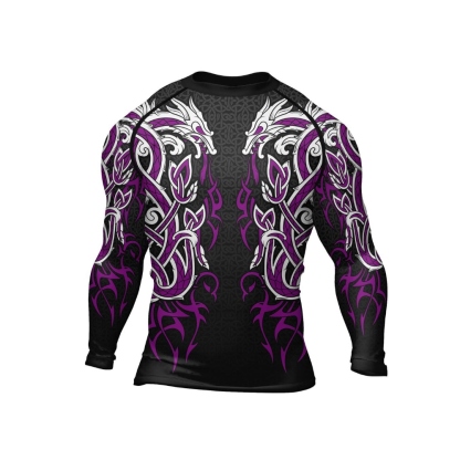 Viking Dragon Majesty Purple Mens Long Sleeve Compression Shirt