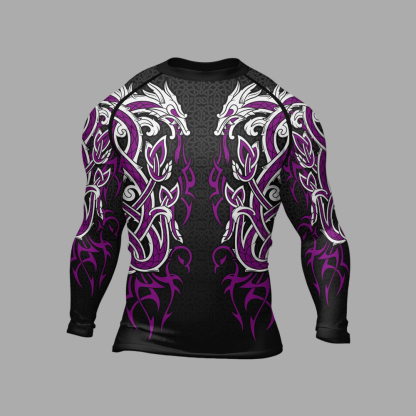 Viking Dragon Majesty Purple Mens Long Sleeve Compression Shirt