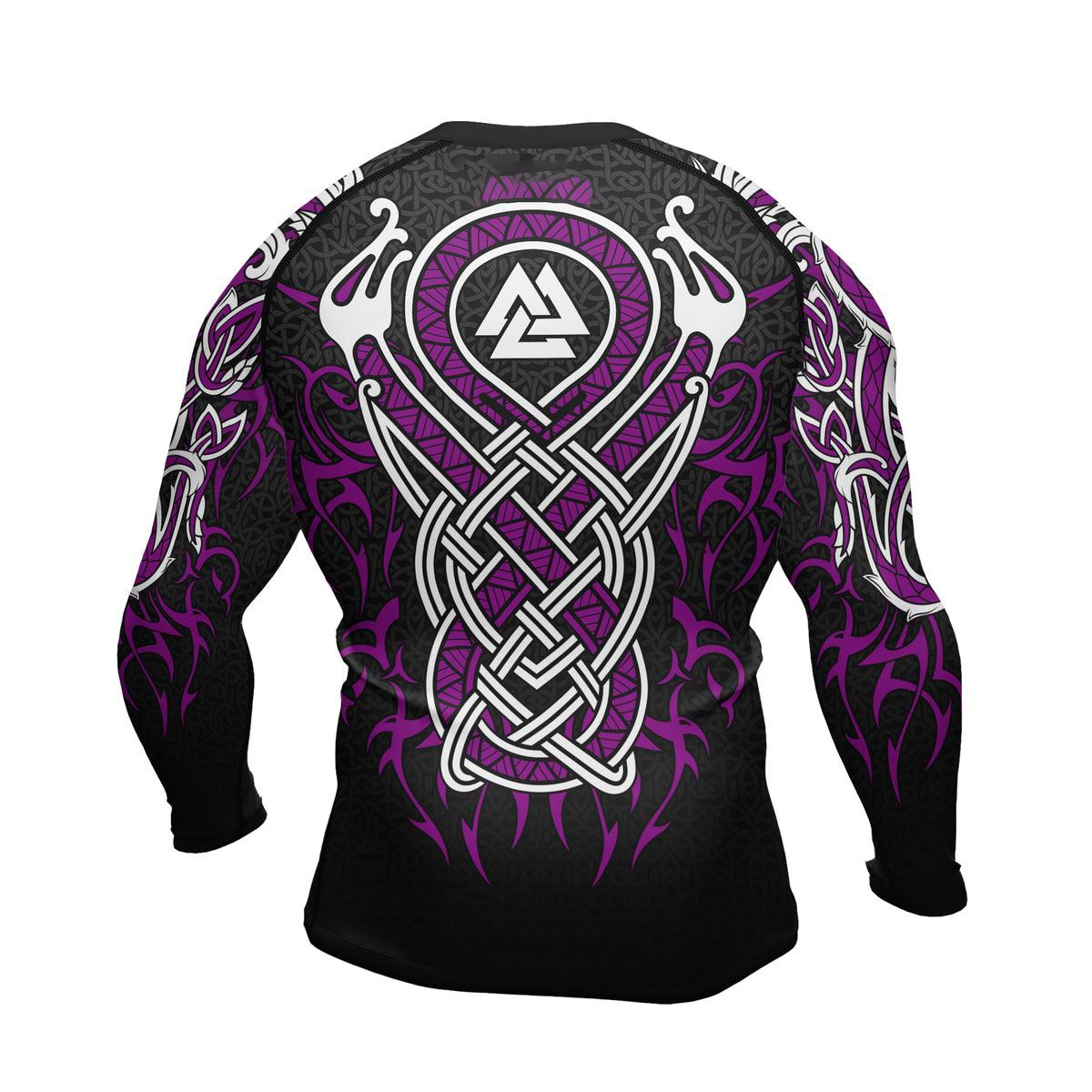 Viking Dragon Majesty Purple Mens Long Sleeve Compression Shirt