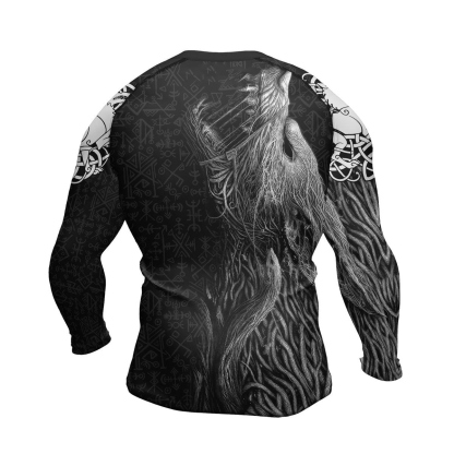 Viking Howling Wolf Mens Long Sleeve Compression Shirt