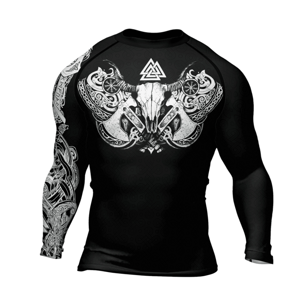 Viking Valhalla Axe Mens Long Sleeve Compression Shirt