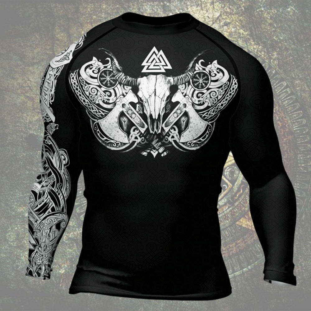Viking Valhalla Axe Mens Long Sleeve Compression Shirt