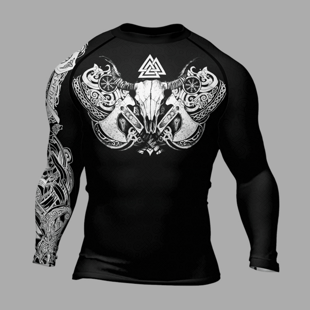 Viking Valhalla Axe Mens Long Sleeve Compression Shirt