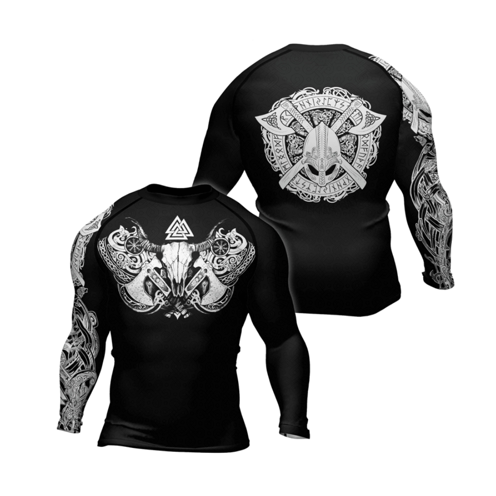 Viking Valhalla Axe Mens Long Sleeve Compression Shirt