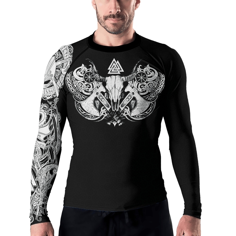 Viking Valhalla Axe Mens Long Sleeve Compression Shirt