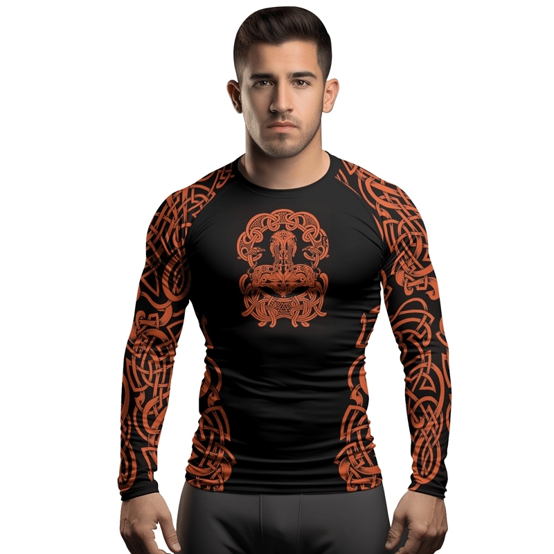 Viking Valhalla Warrior Mens Long Sleeve Compression Shirt