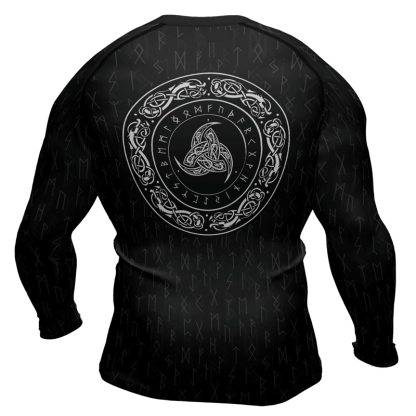 Viking Wolf Pattern Fenrir Mens Long Sleeve Compression Shirt