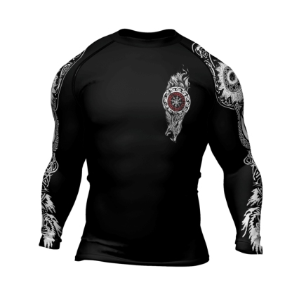 Viking Wolf Symbol Fenrir Mens Long Sleeve Compression Shirt