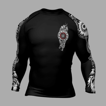 Viking Wolf Symbol Fenrir Mens Long Sleeve Compression Shirt