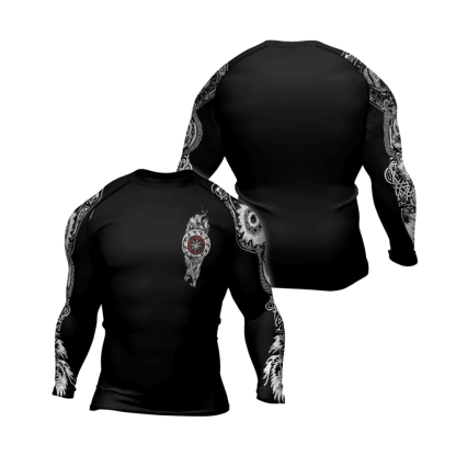 Viking Wolf Symbol Fenrir Mens Long Sleeve Compression Shirt