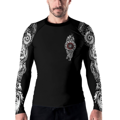Viking Wolf Symbol Fenrir Mens Long Sleeve Compression Shirt
