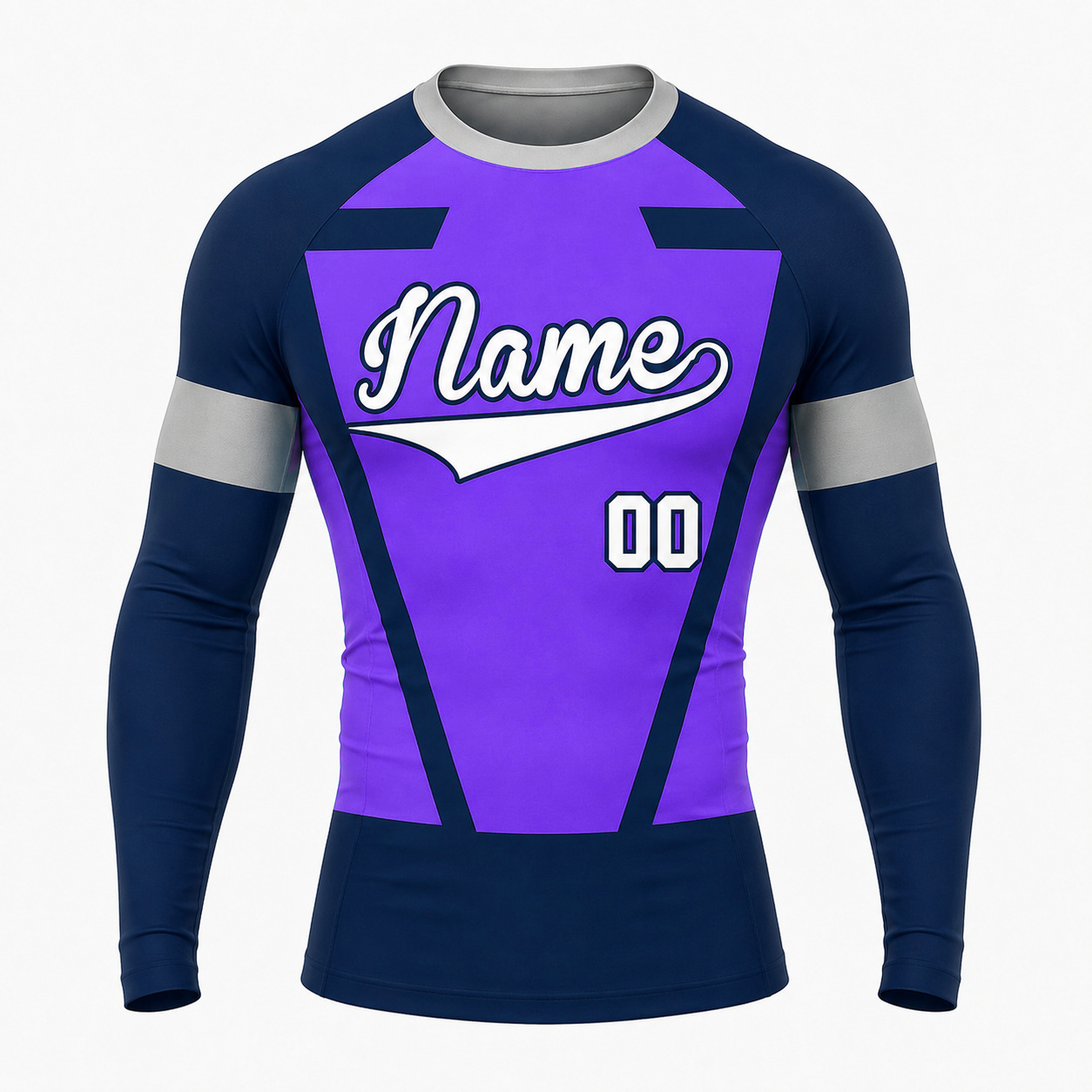 Violet Midnight Silver Keystone Window Customizable Long Sleeve Compression Shirt front customization preview