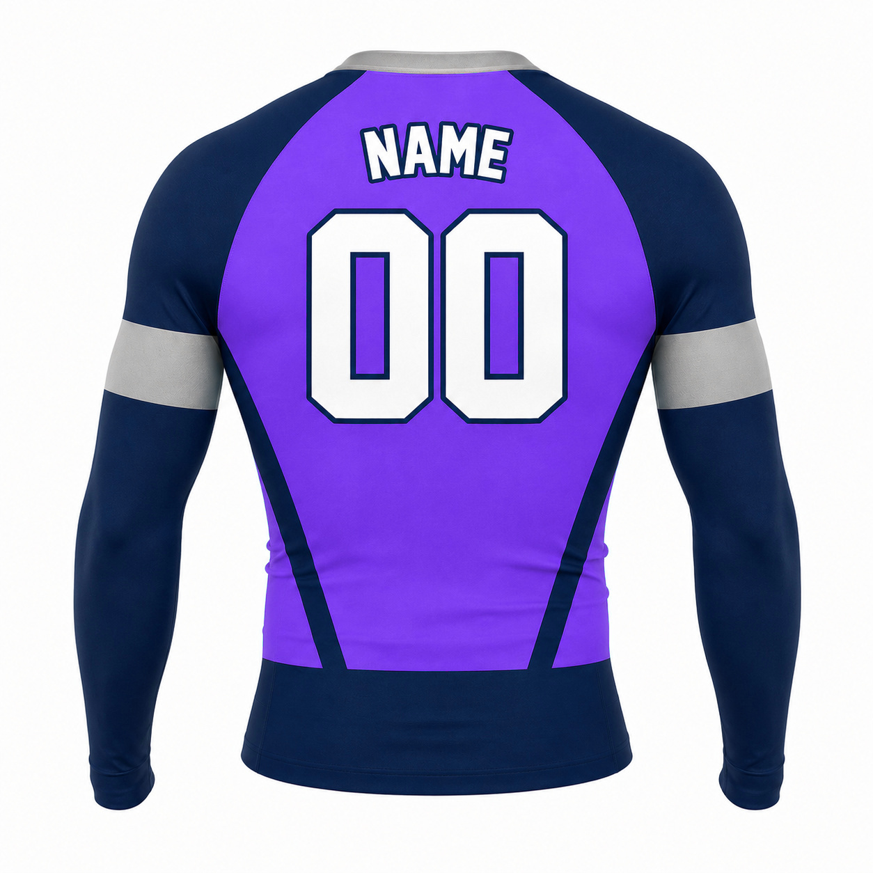 Violet Midnight Silver Keystone Window Customizable Long Sleeve Compression Shirt back customization preview