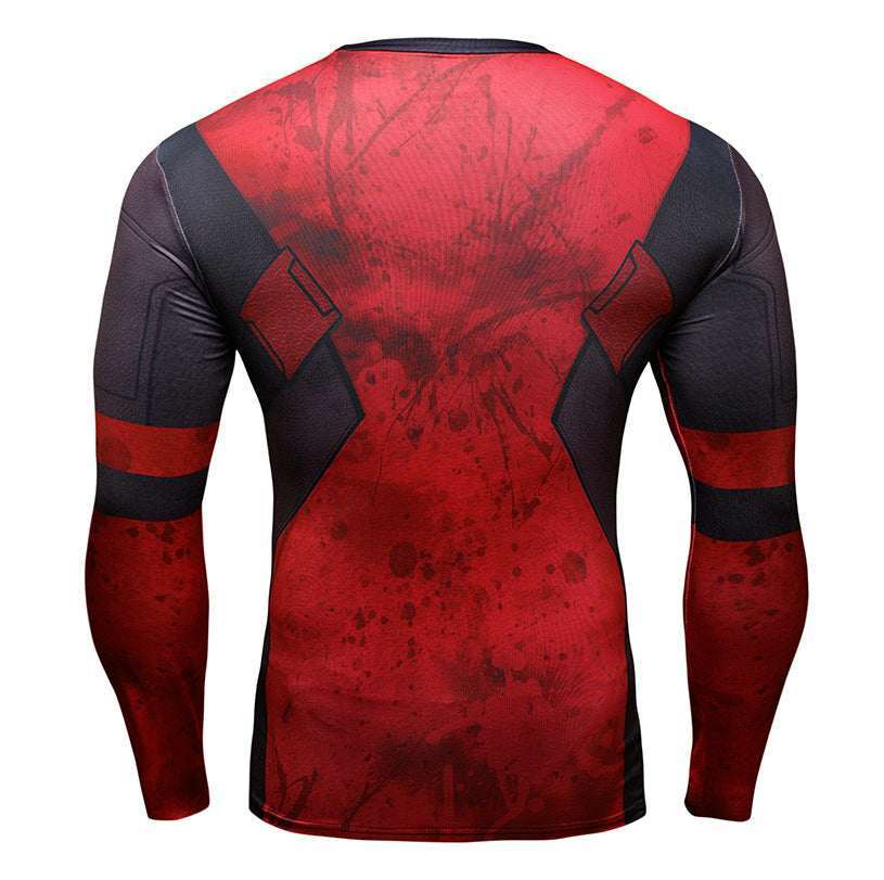 Wade Wilson Long Sleeve Red Compression Shirt For Men