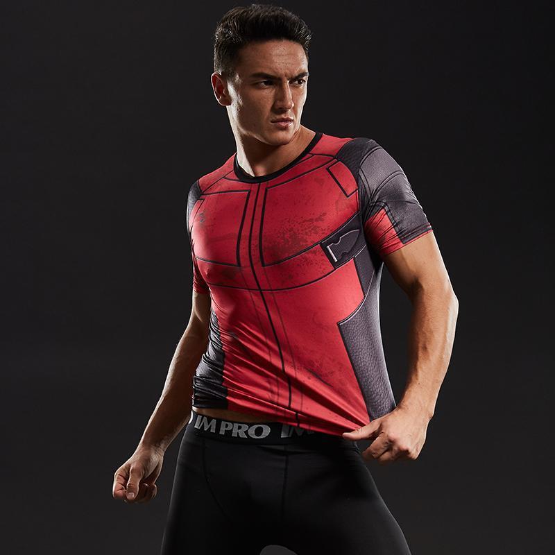 Wade Wilson Short Sleeves Man Compression Shirts