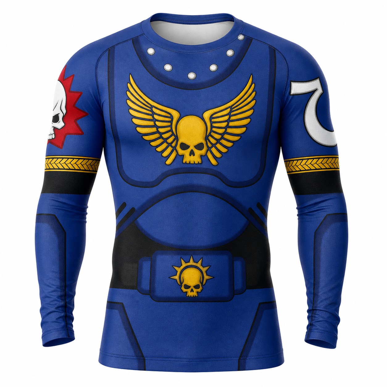Warhammer Space Marine Blue Yellow Long Sleeve Compression Shirt