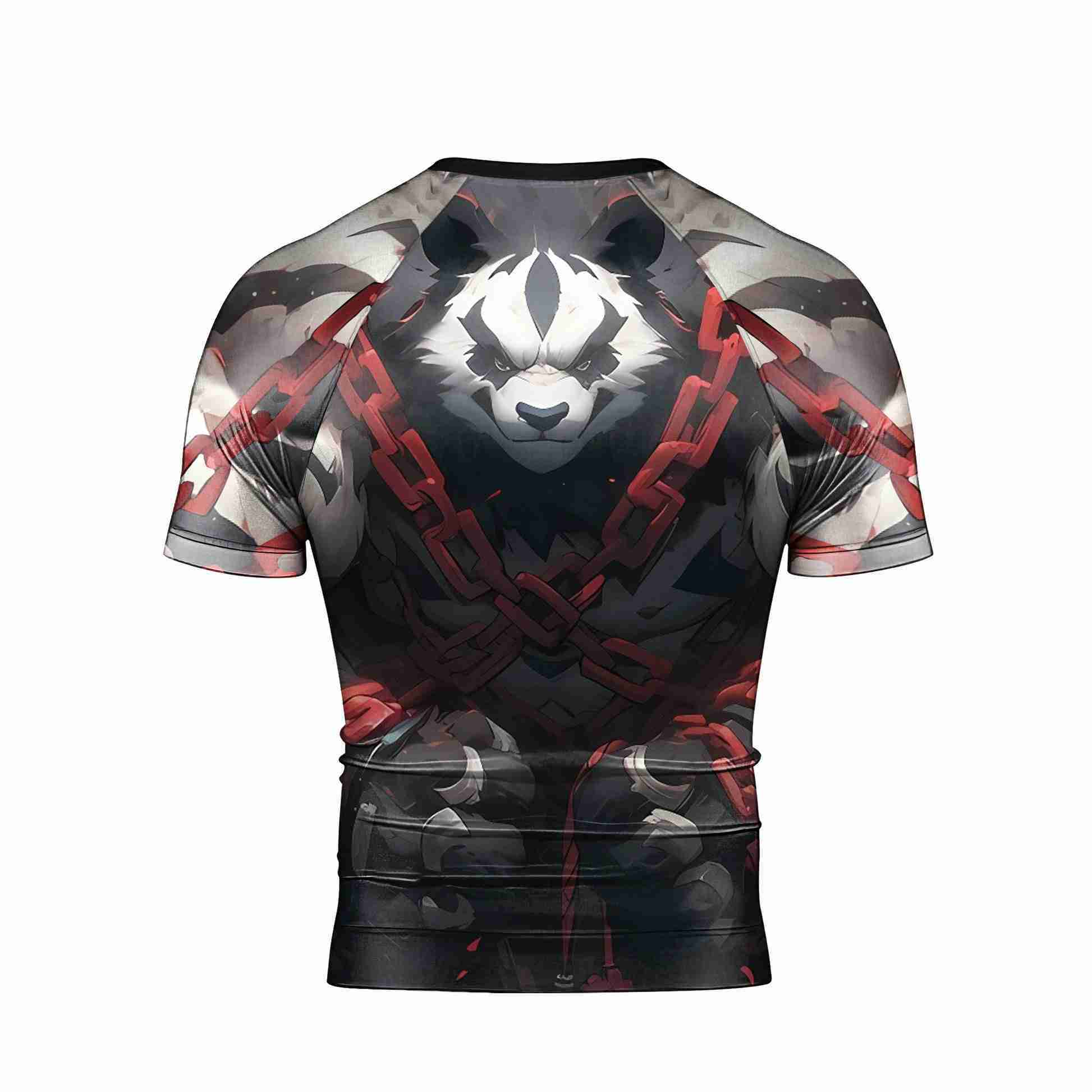 Warrior Panda Skull Short Sleeve Rash Guard
