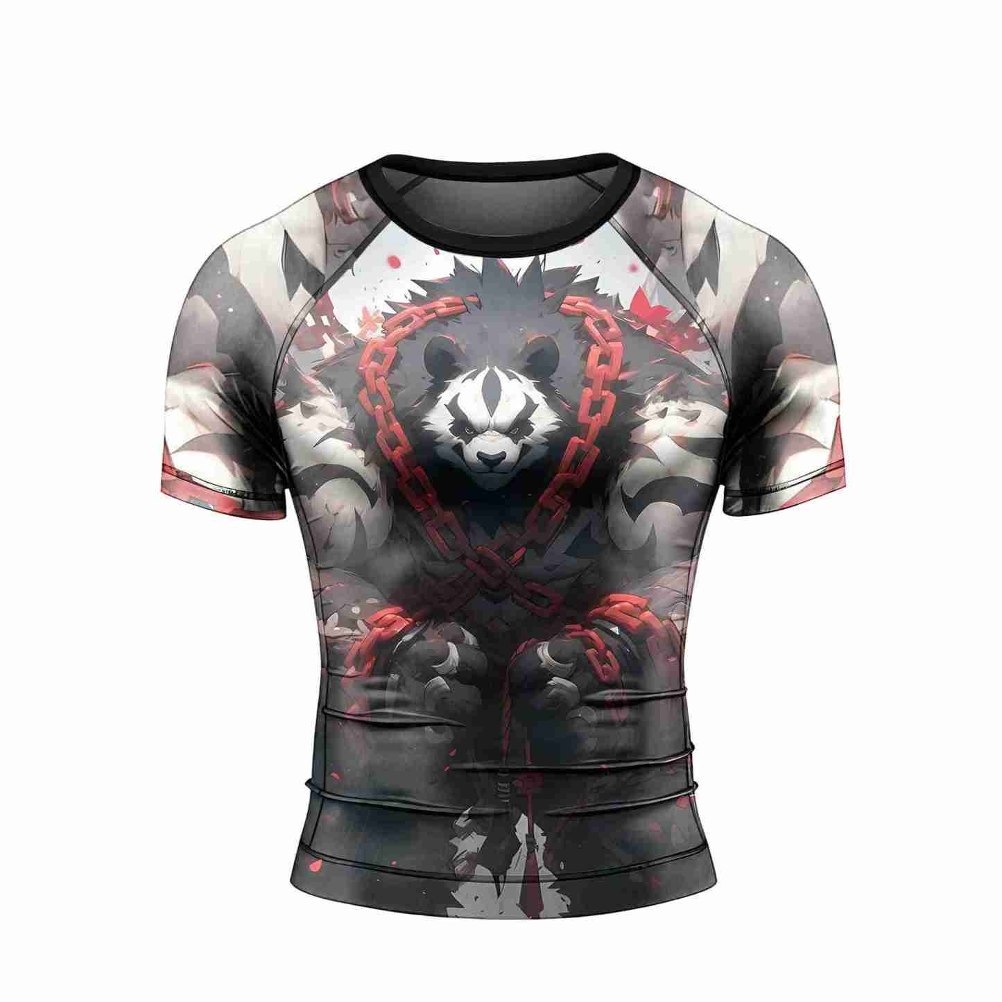 Warrior Panda Skull Short Sleeve Rash Guard