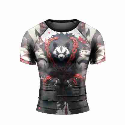 Warrior Panda Skull Short Sleeve Rash Guard