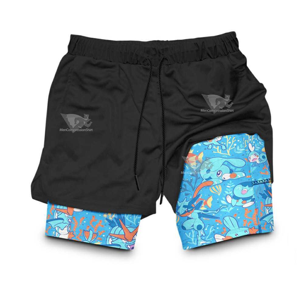 Water Type Aloha Compression Shorts