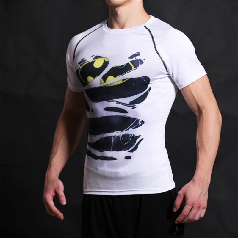 Wayne Short Sleeve White Compression Shirt For Men