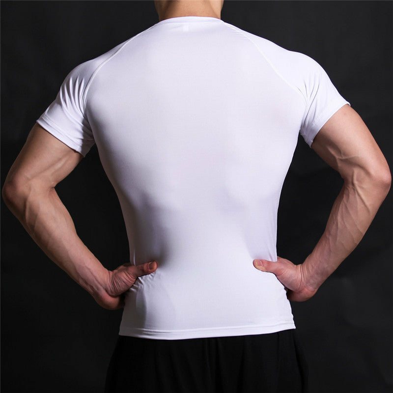 Wayne Short Sleeve White Compression Shirt For Men