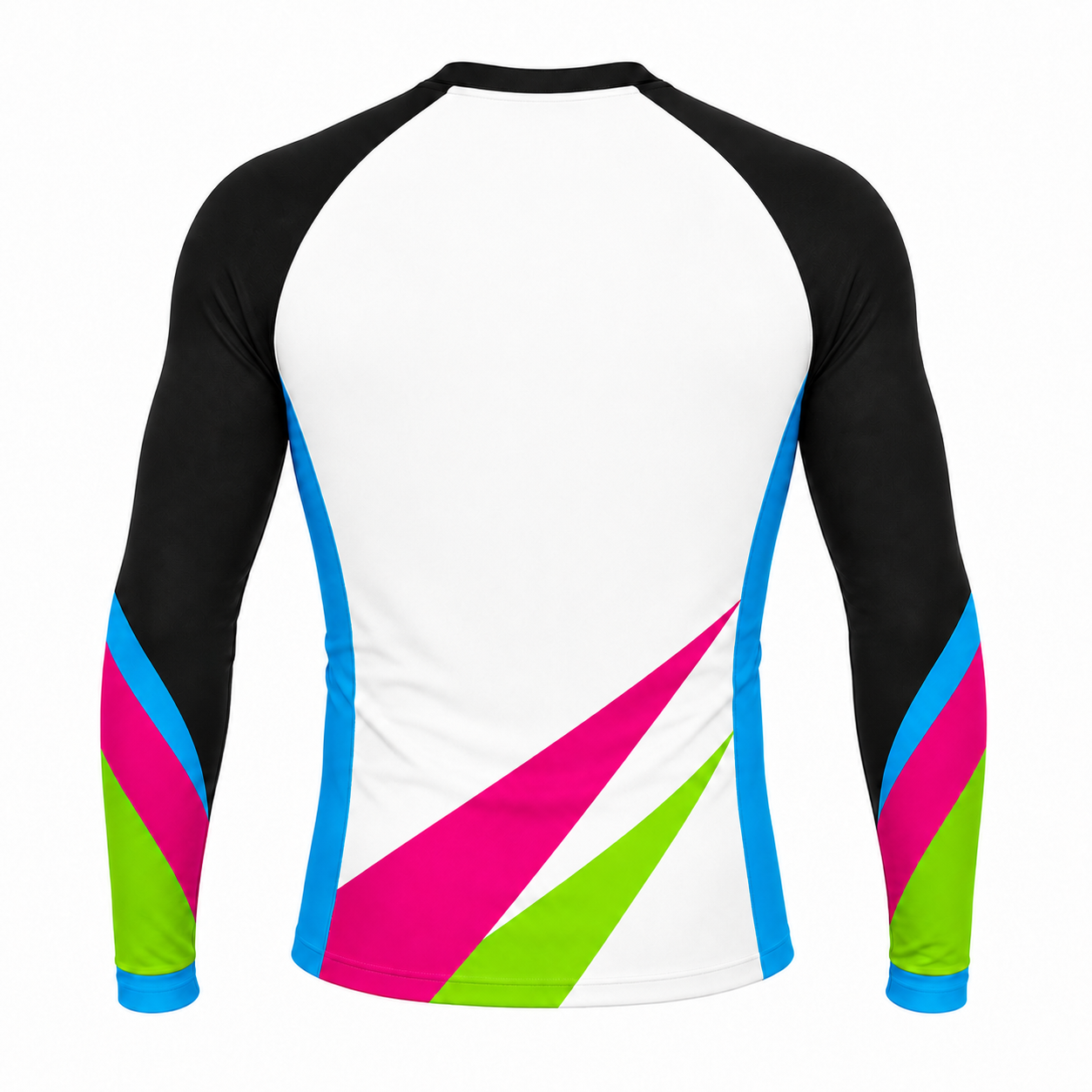White Black Cyan Pink Lime Angular Sash Customizable Long Sleeve Compression Shirt back customization preview