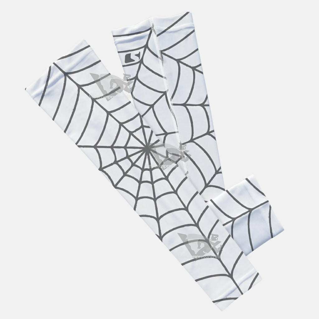 White With Charcoal Web Pattern Kids Arm Sleeve