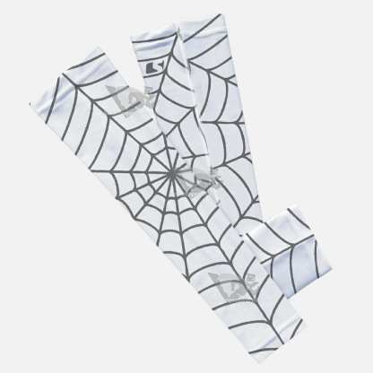 White With Charcoal Web Pattern Kids Arm Sleeve