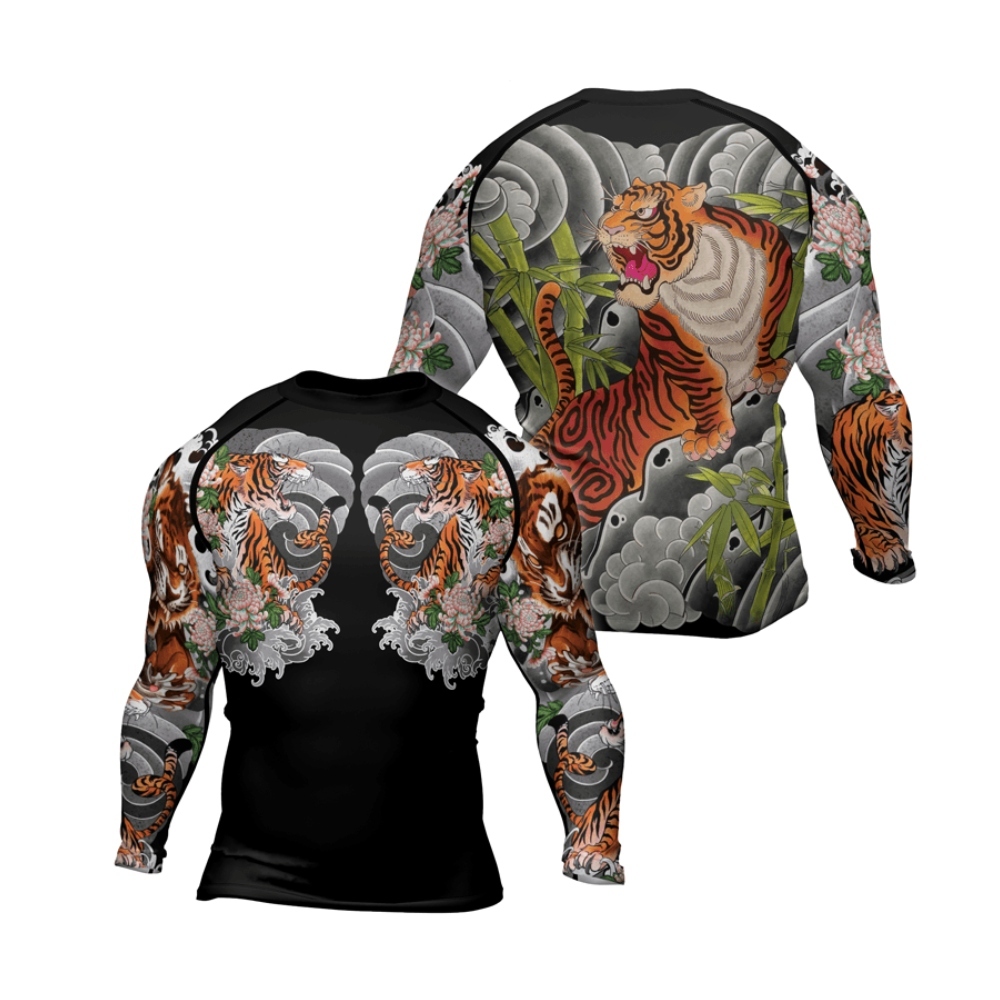 Wild Tiger Forest Mens Long Sleeve Compression Shirt